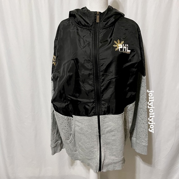 My Philippines Unisex Mixed Fabric Black/Grey Zip-Up Jacket Large - Picture 7 of 12